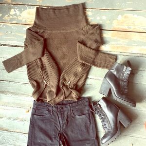 Vintage Havana Olive Green Loose Sweater